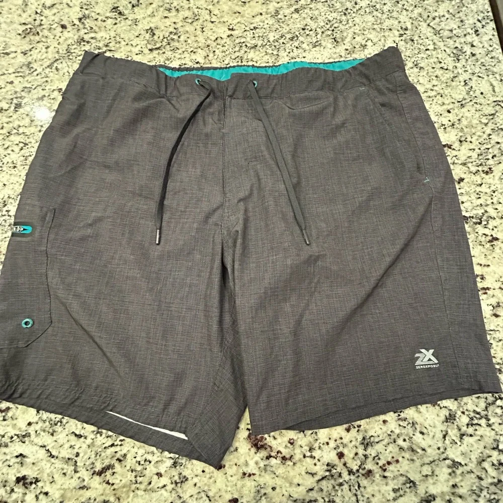 ZGray‎ Swim Shorts with Teal Accents NWOT